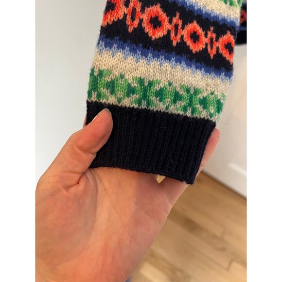 Vineyard Vines Women's M Lambswool Cashmere Sweater Fair Isle Crew Neck Blue - Picture 5 of 9